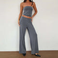 Conjunto de pantalón recto y top, gris
