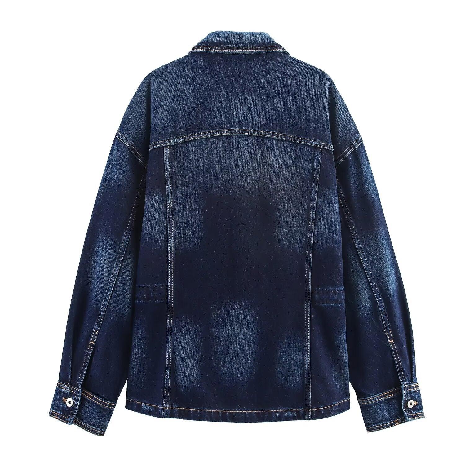 Chaqueta Vaquera de Mujer - Denim Azul Oscuro Estilo Clásico