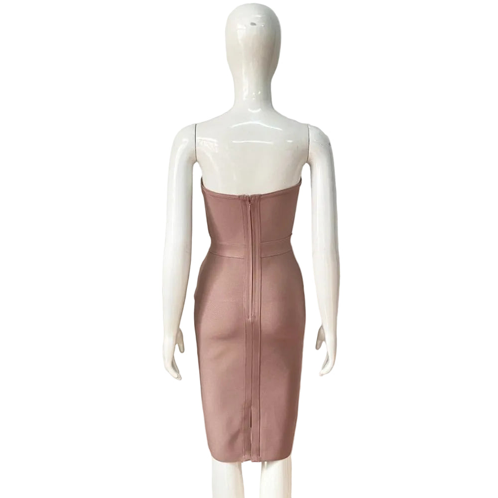 Vestido ajustado de Dacron sin tirantes y escote en V