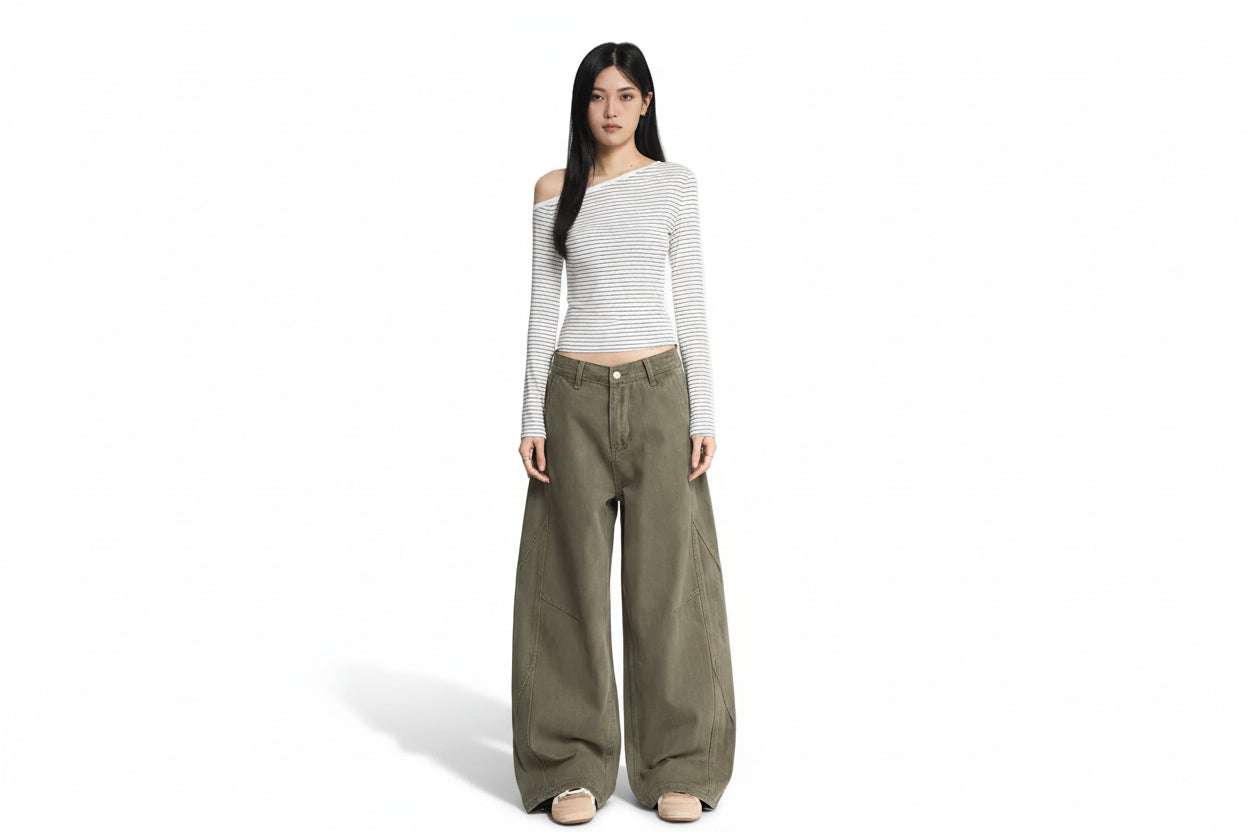Pantalones vaqueros holgados e informales para mujer gris