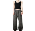 Pantalones holgados de estilo clásico con rayas para mujer, color gris