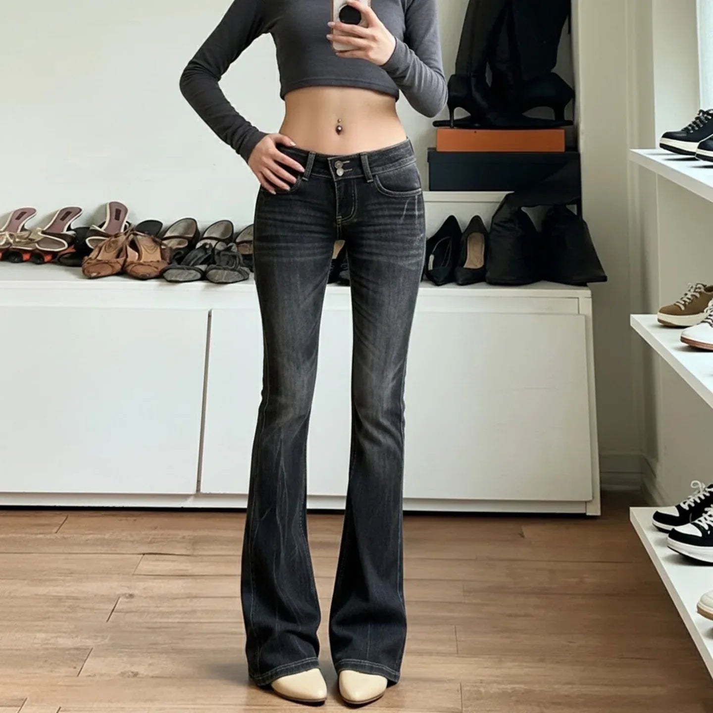 Vaqueros ajustados estilo vintage Hot Girl Y2K