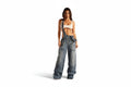 Peto vaquero de mujer con espalda descubierta - denim