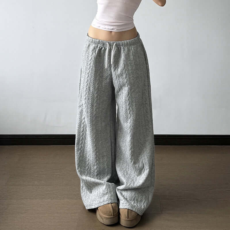 Pantalones de punto rectos grises para mujer