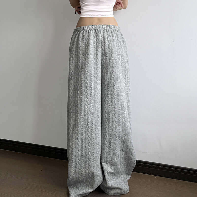 Pantalones de punto rectos gris para mujer, look casual y cómodo