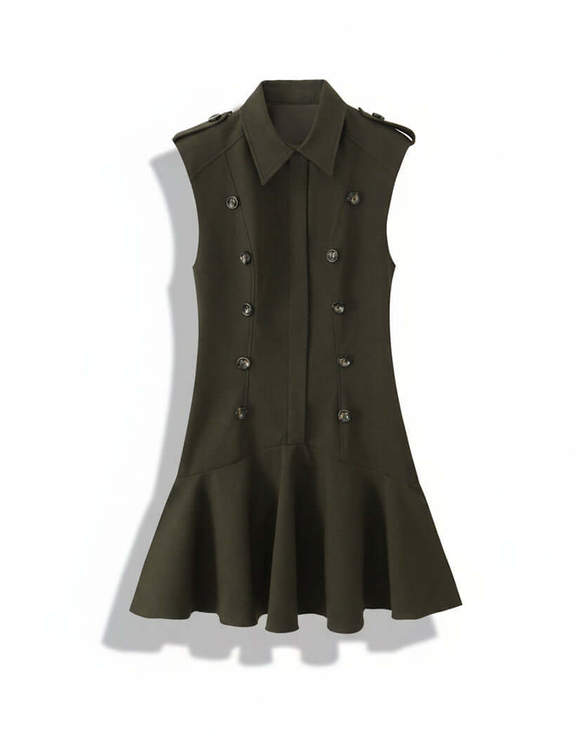 Vestido de estilo militar verde oliva