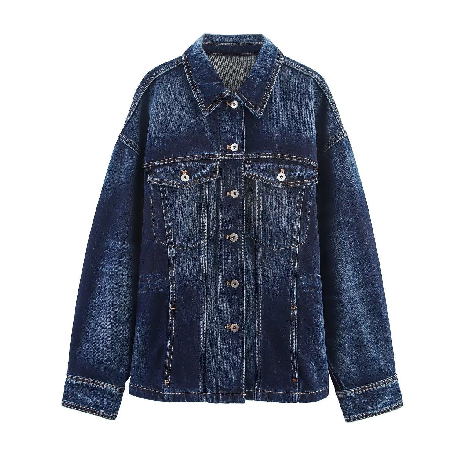 Chaqueta Vaquera de Mujer - Denim Azul Oscuro Estilo Clásico