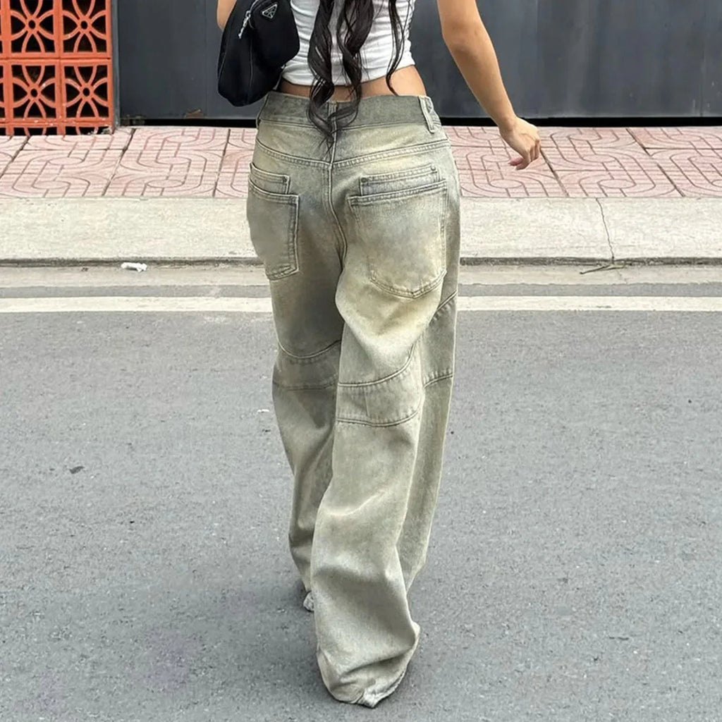 Vaqueros casuales bordados de estilo dirt para mujer