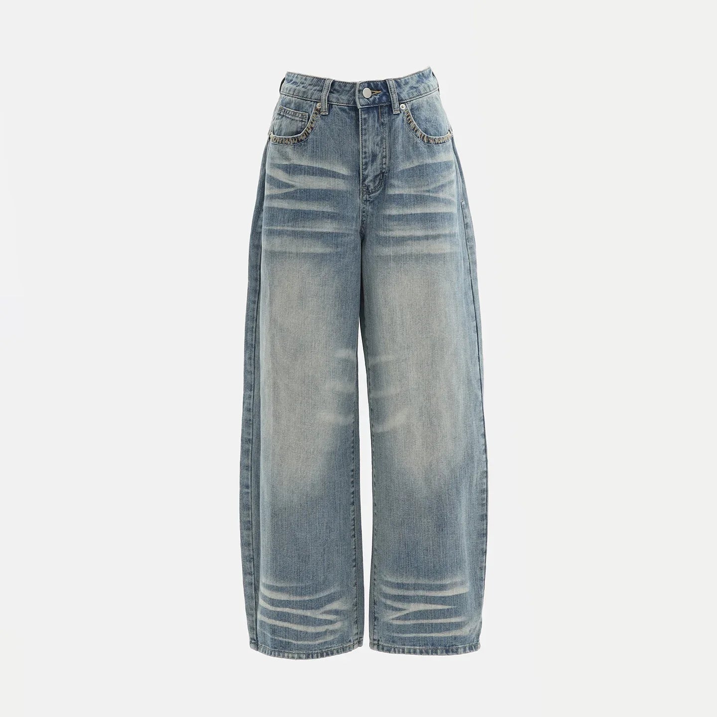Pantalones vaqueros desgastados de pierna ancha para mujer