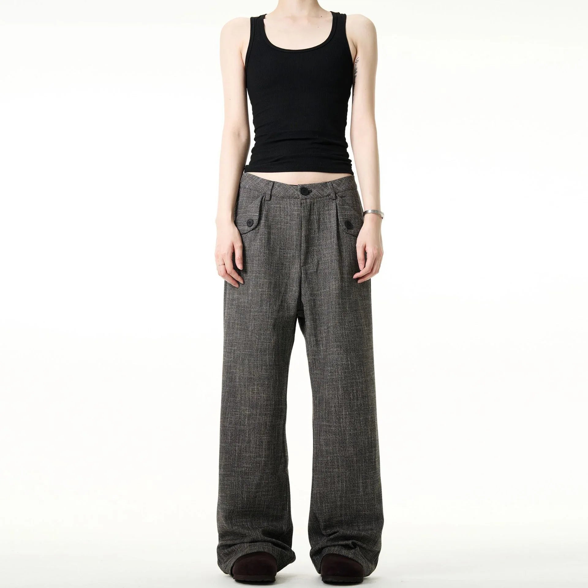 Pantalones holgados de estilo clásico con rayas para mujer