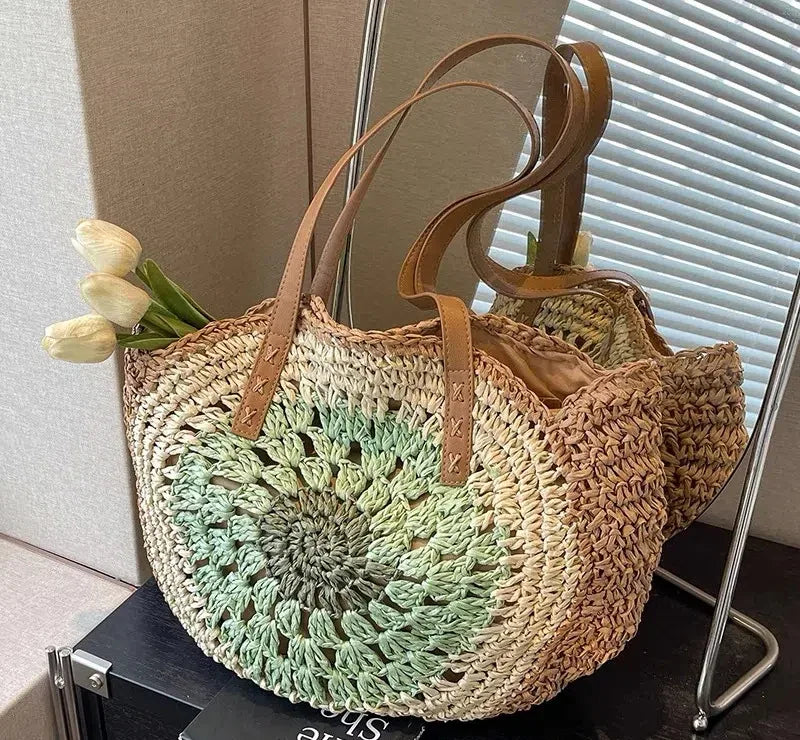 Bolso encordado y colorido para la playa de mujer