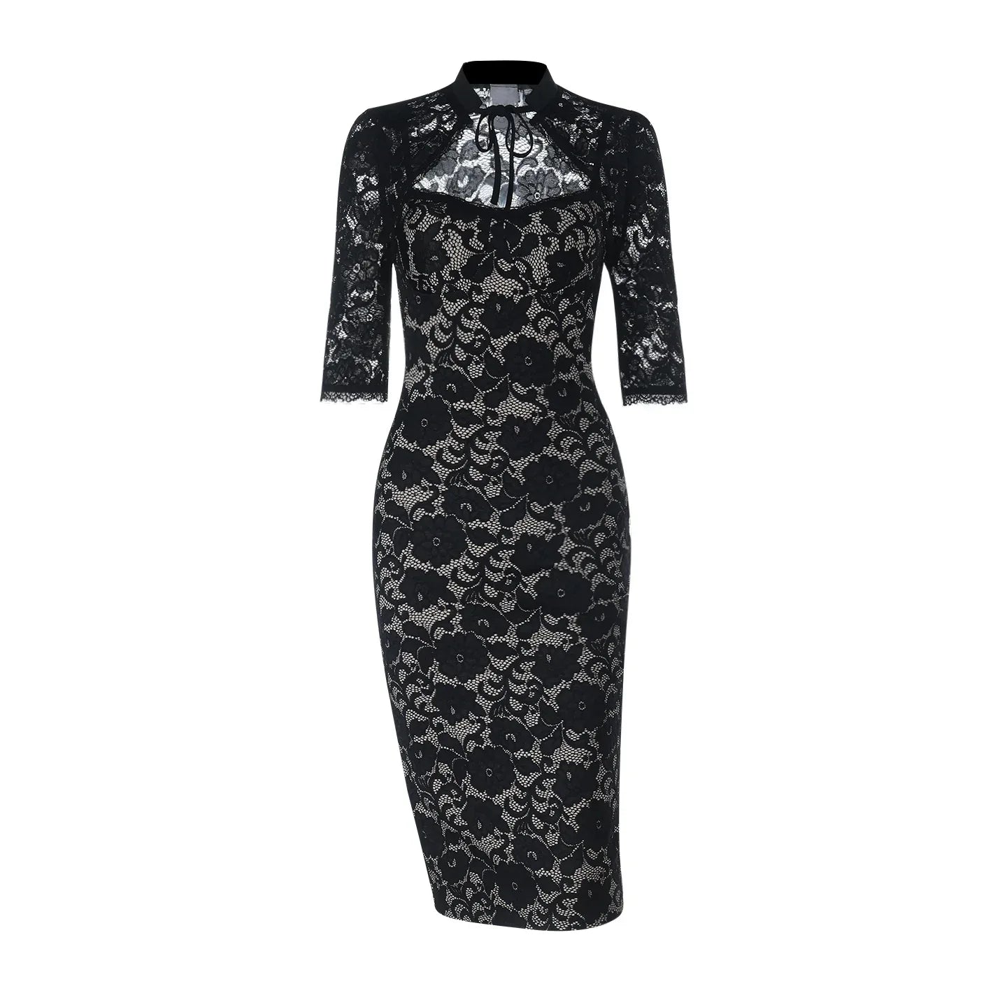 Vestido de encaje negro ceñido - Elegancia y sofisticación