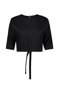 Arugula Linen-Blend Open Back Crop Top