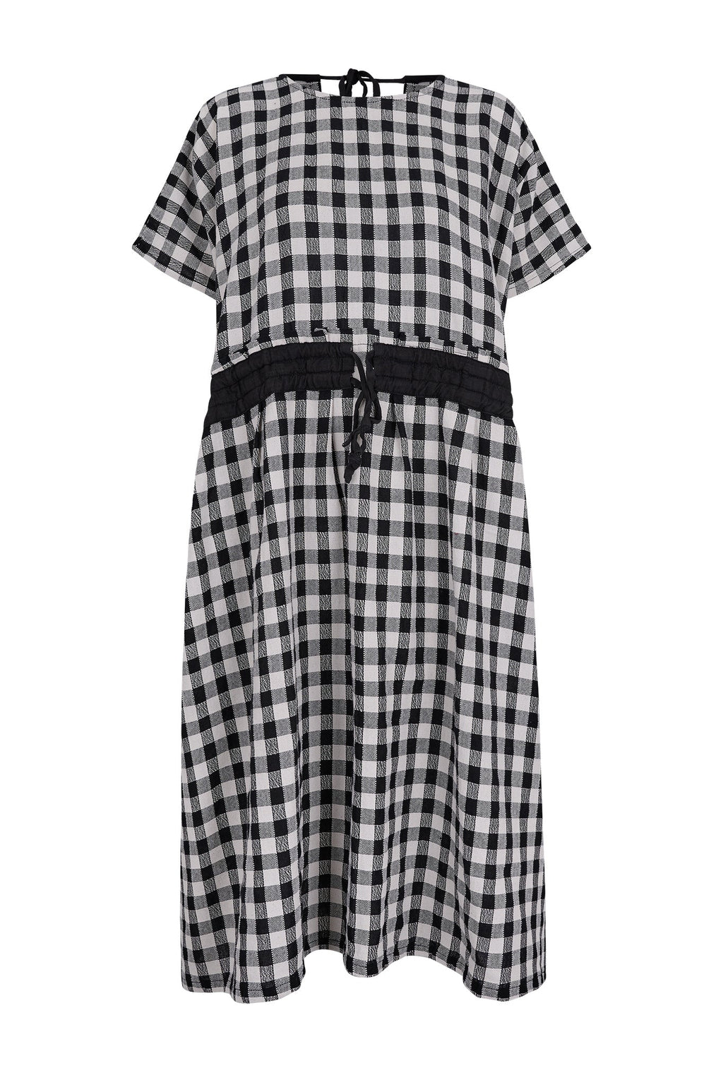 Cobalt Oversized Checkered Woven Cotton Dress