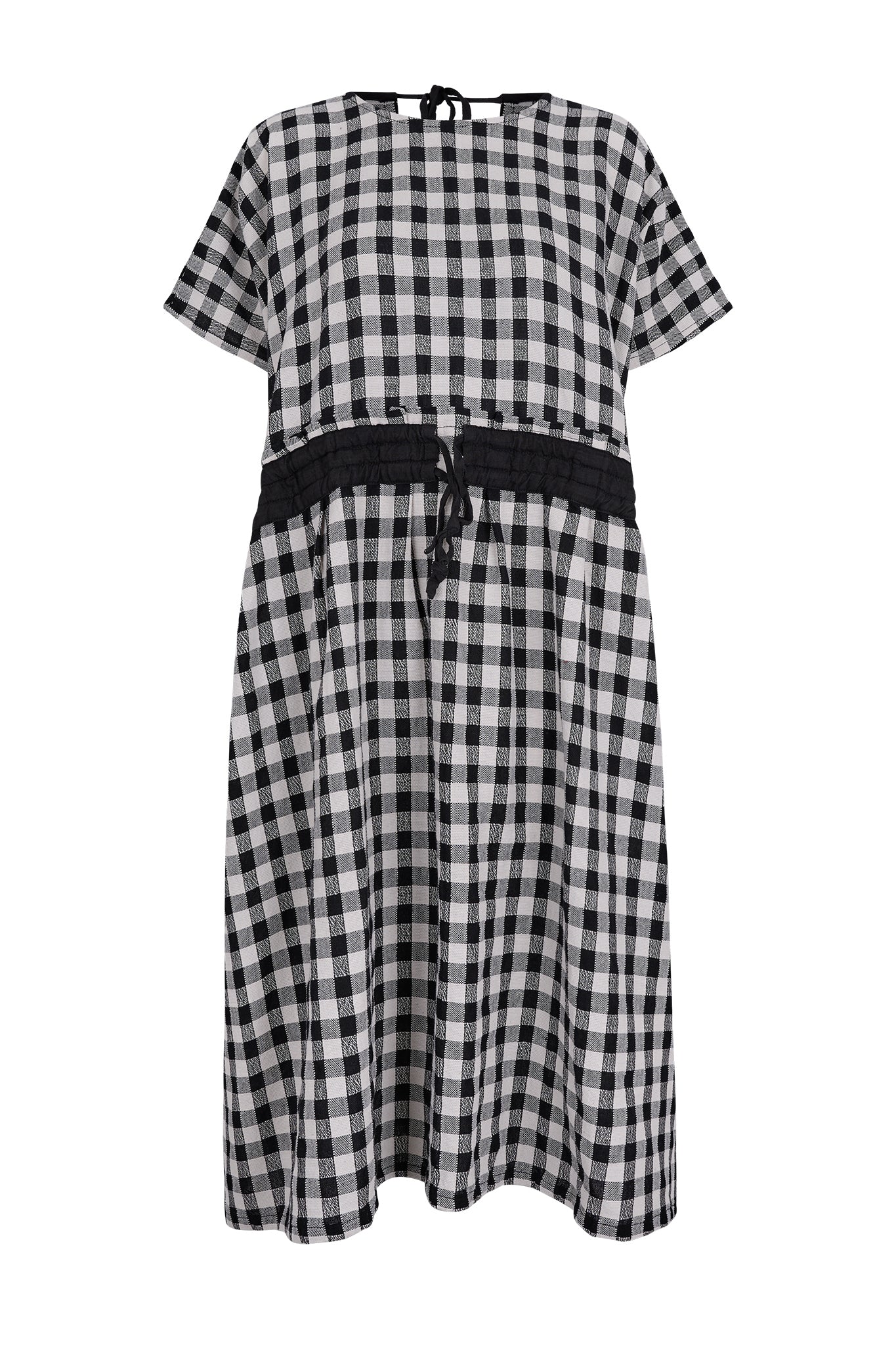 Cobalt Oversized Checkered Woven Cotton Dress