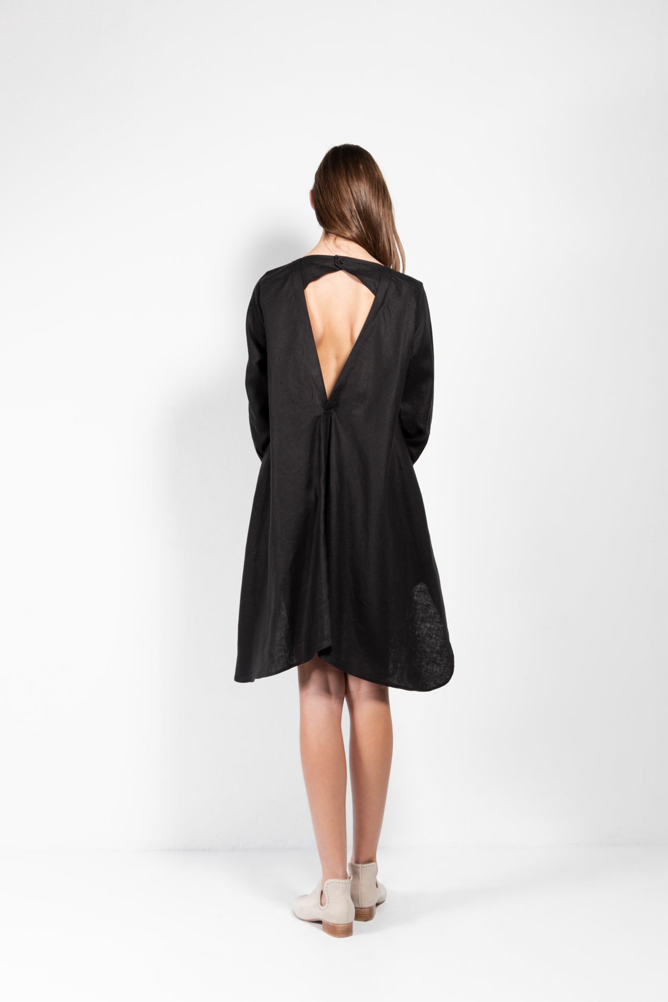 SALE Savannah Linen-Blend Open Back Shirt Dress